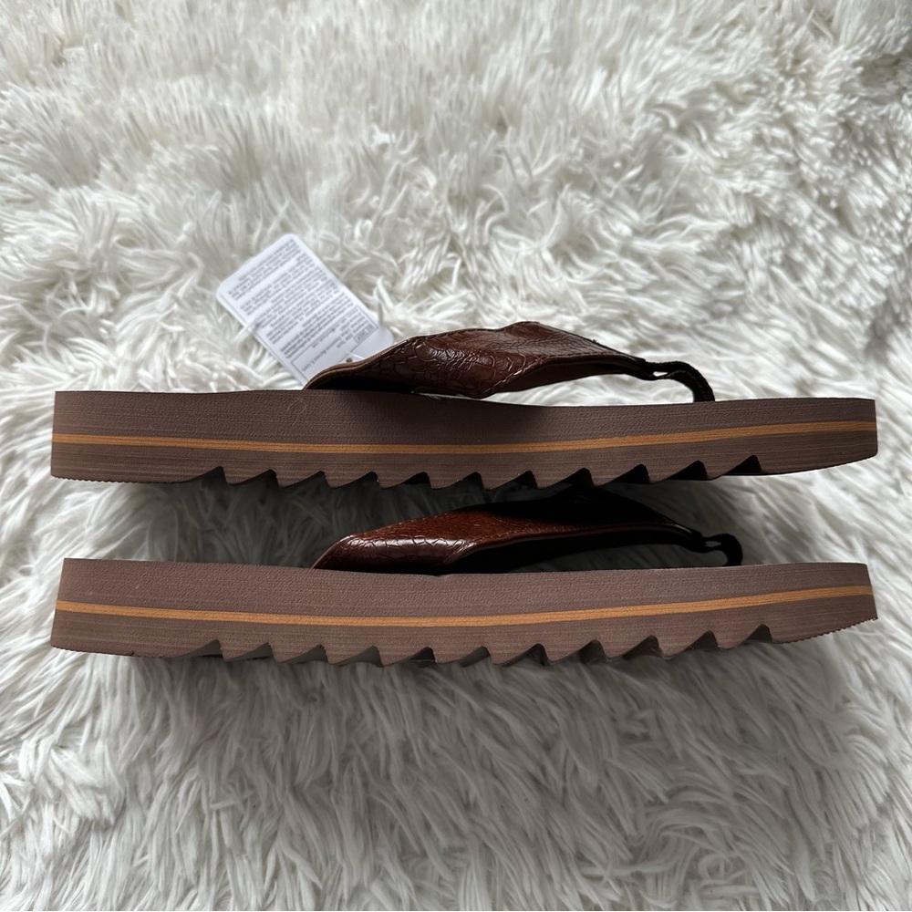Oncai Mens Flip Flops Dark Brown New With Tags Size 11.5 - Picture 5 of 7